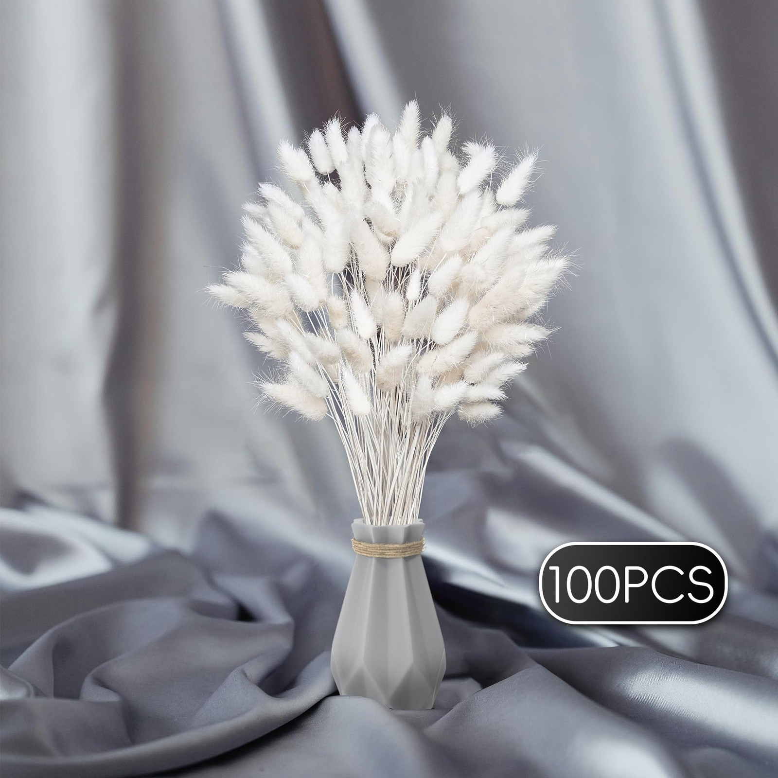 120 PCS White Dried Pampas Grass Decor, 17-inch Pompas Floral, Dry Flowers fo…