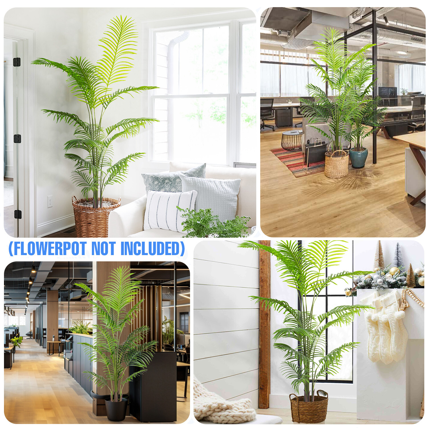 Artificial Areca Palm with Plastic Nursery Pot For Home Office Christmas Decor