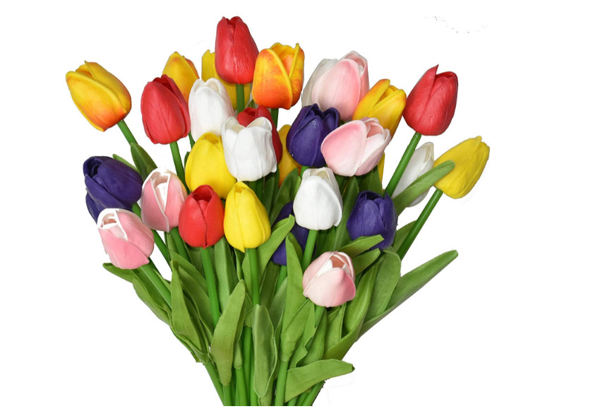 Tulips Artificial Flowers Fake Tulip Real Touch Flower Spring Decor Wedding Home