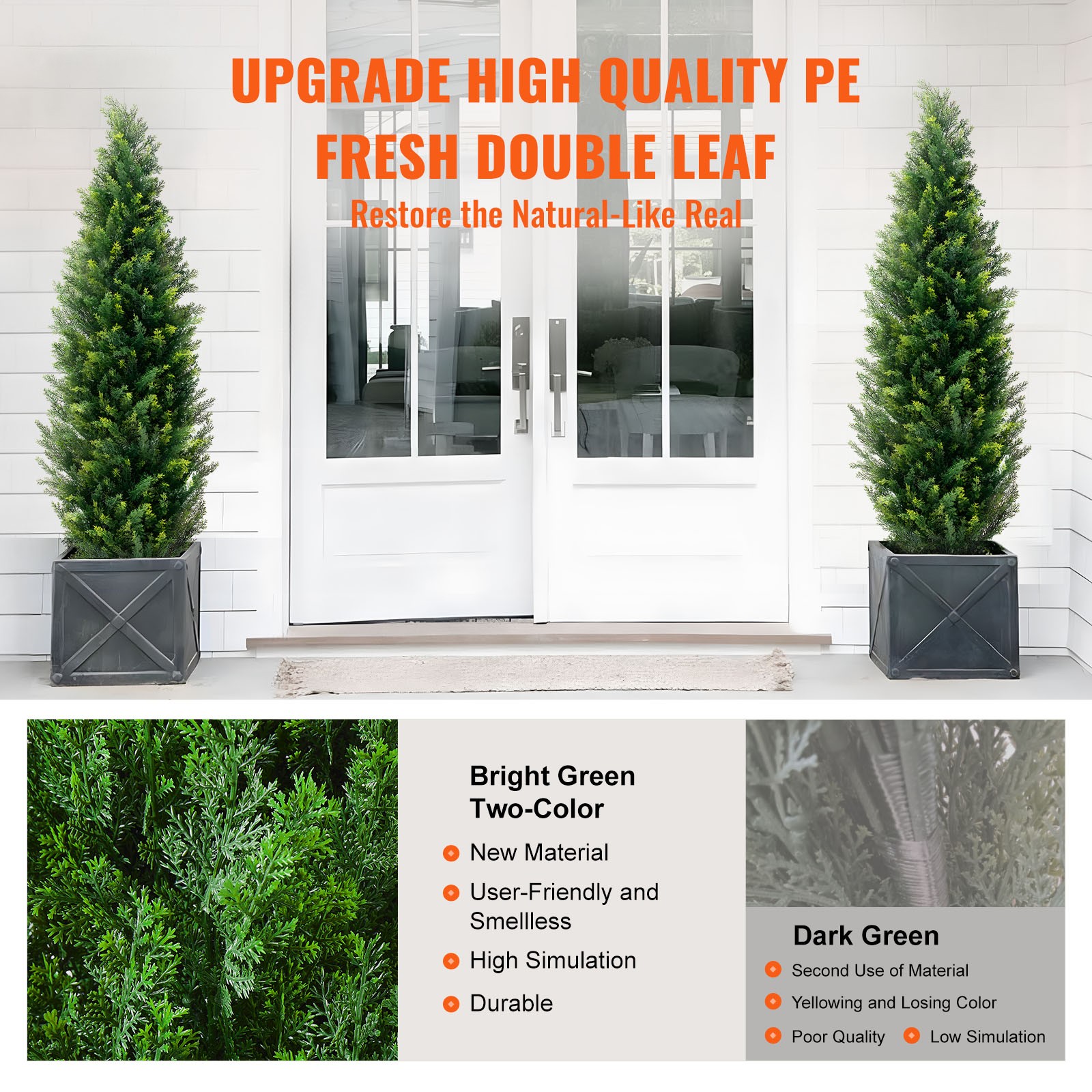 Uimoso Set of 2 Artificial 5′ Cedar Trees for Indoor and Outdoor Decoration