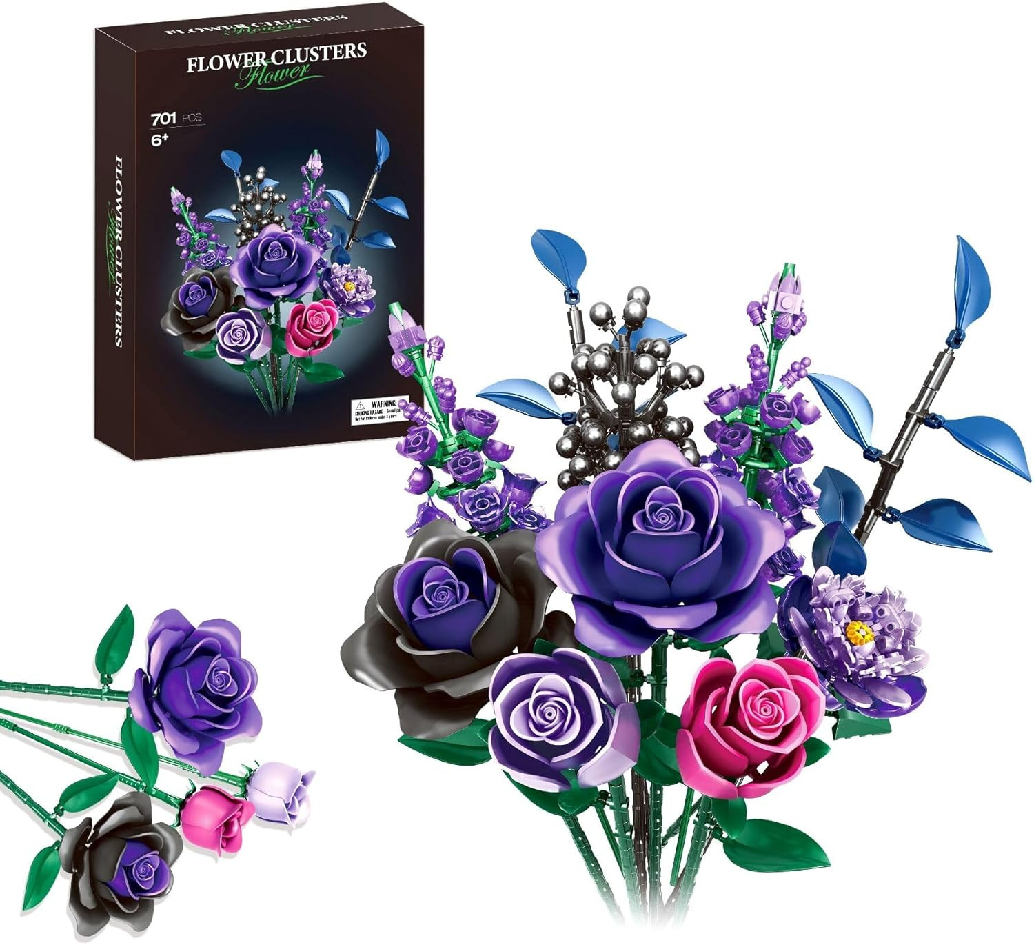 Flowers Bouquet Building Set, Rose Flower Botanical Collection Building Kit Toys