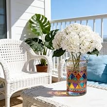 White Hydrangea Artificial Flowers Silk Fake Hydrangeas Faux Hydrangea Flowers