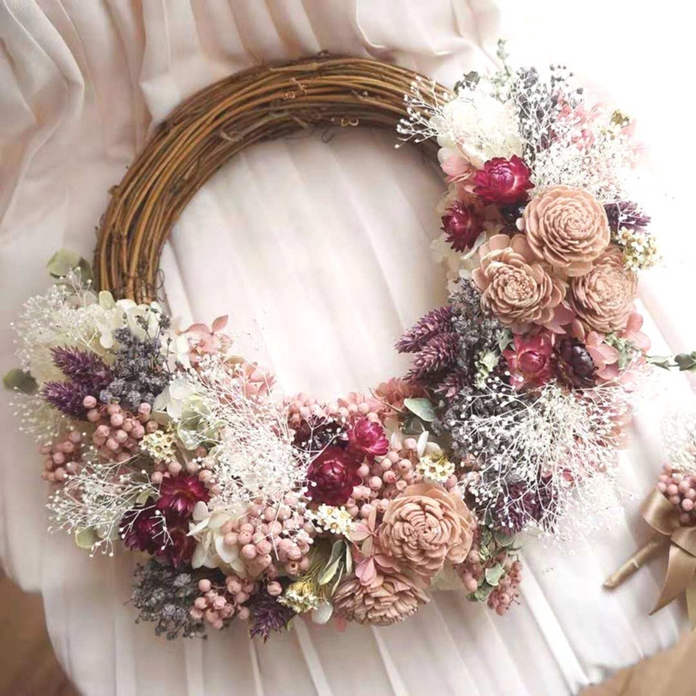 Natural Rattan Garland Base for For Diy Wreath Design Wall Door Home Decor Use