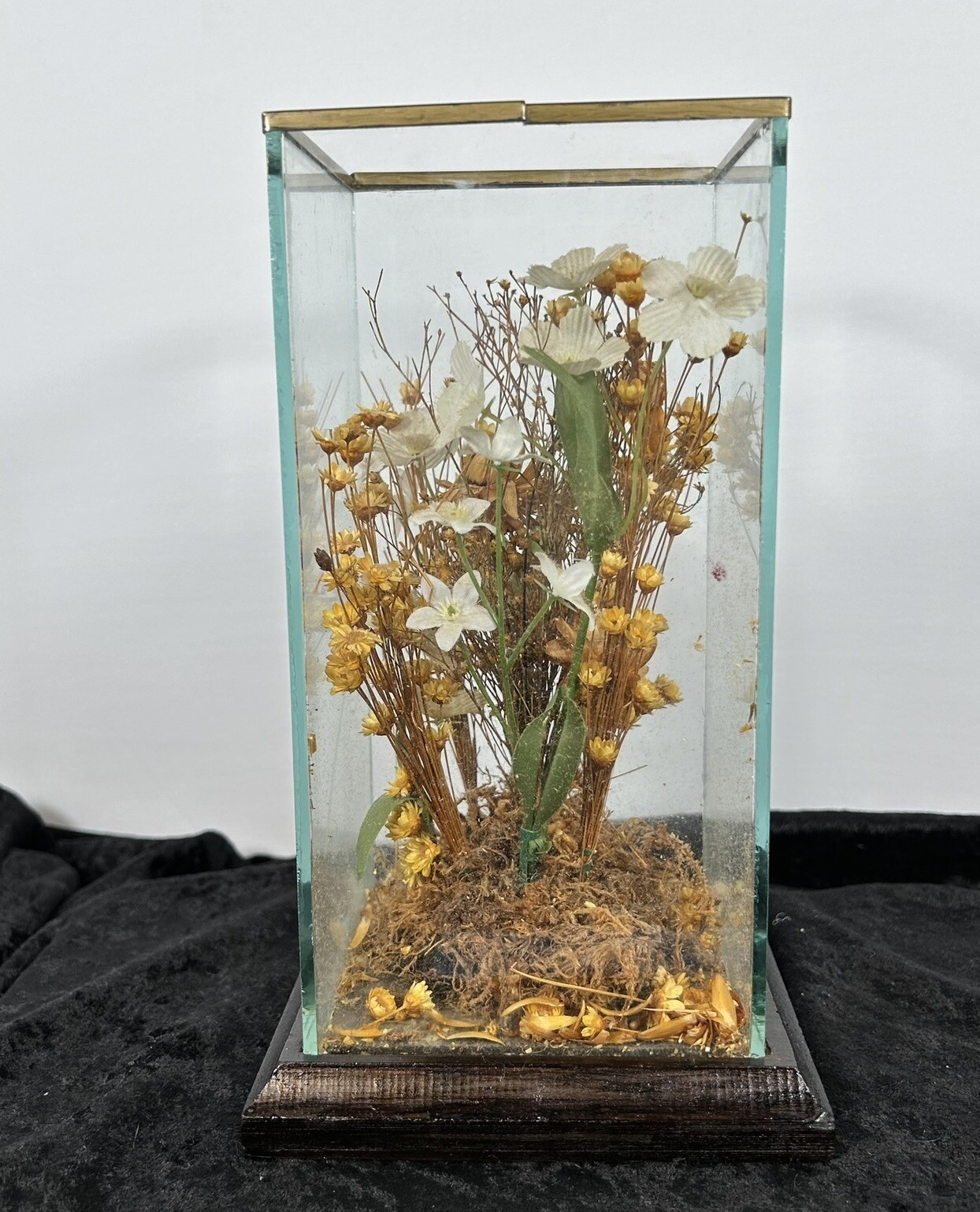 Vintage 70s Terrarium Faux Flowers – Leonard Creations Like Glass Wood