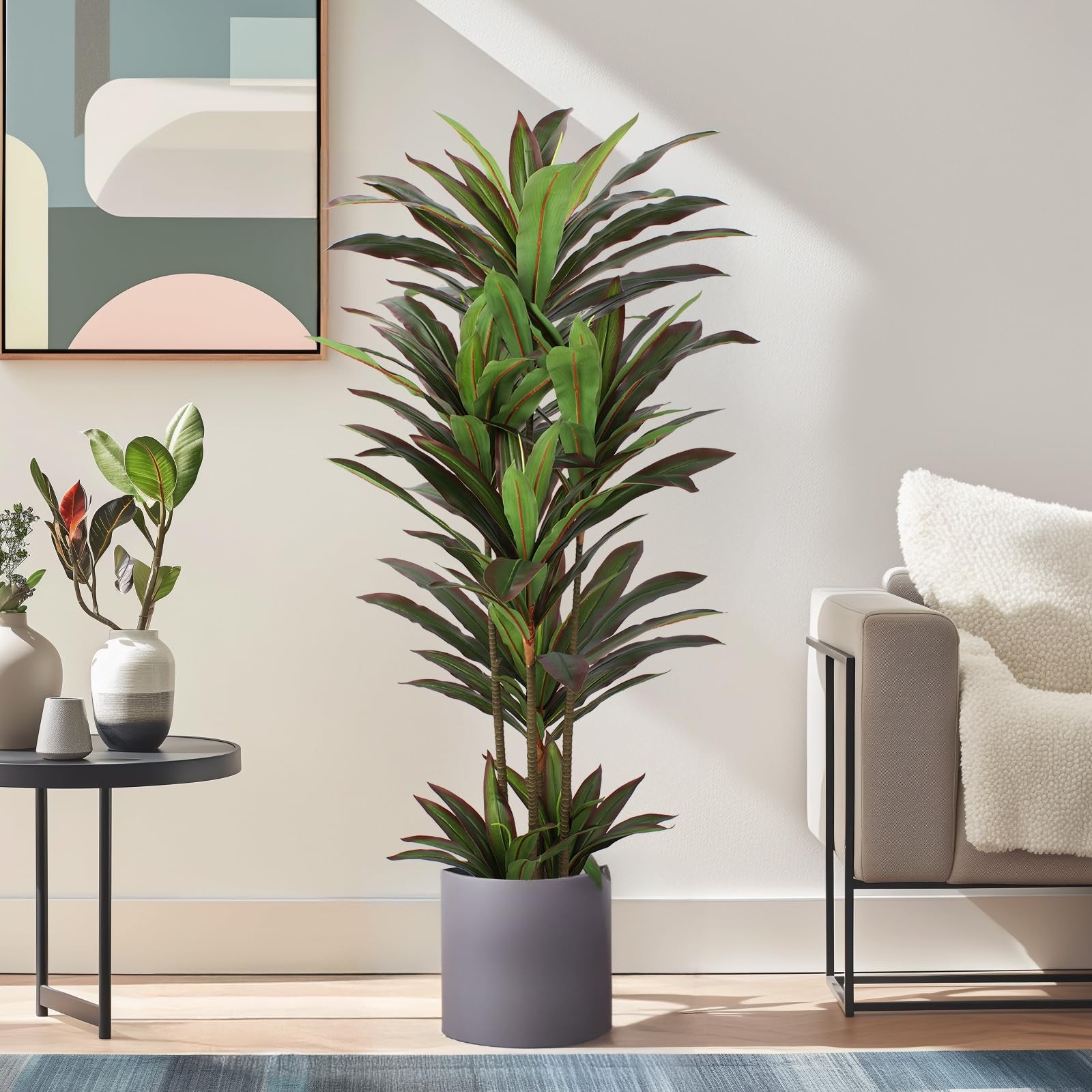FLOWORLD Dracaena Artificial Plant 5ft Red Yucca Silk Tree Faux Plants Indoor…