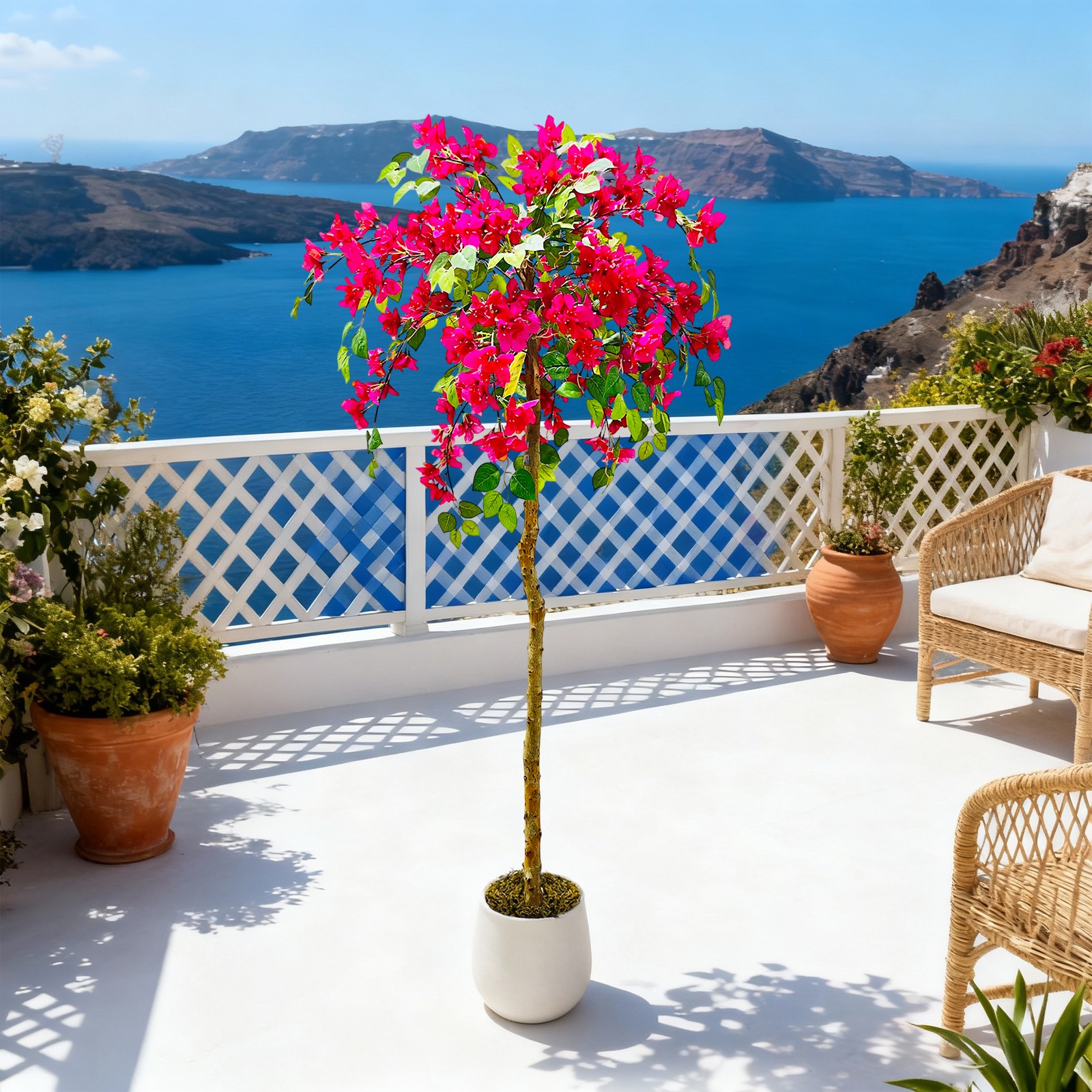 Artificial Bougainvillea Tree 120 150 180cm Indoor Fake Plant Real Wood Trunk