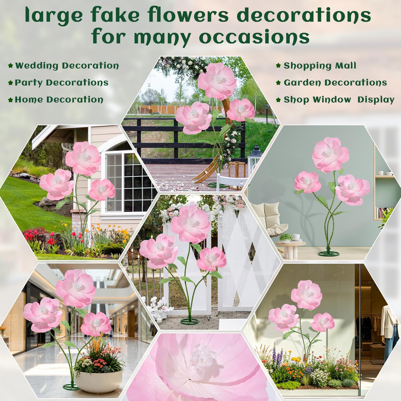 5.6 Ft Giant Flowers for Decoration with Stand 3Pcs Giant Flowers for Wedding…