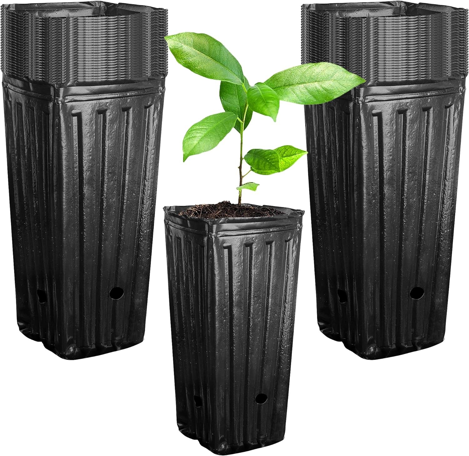 40Pcs Tall Tree Pots,Plastic Deep Nursery Treepots,7.8″ Tall Seedling Flower Pla