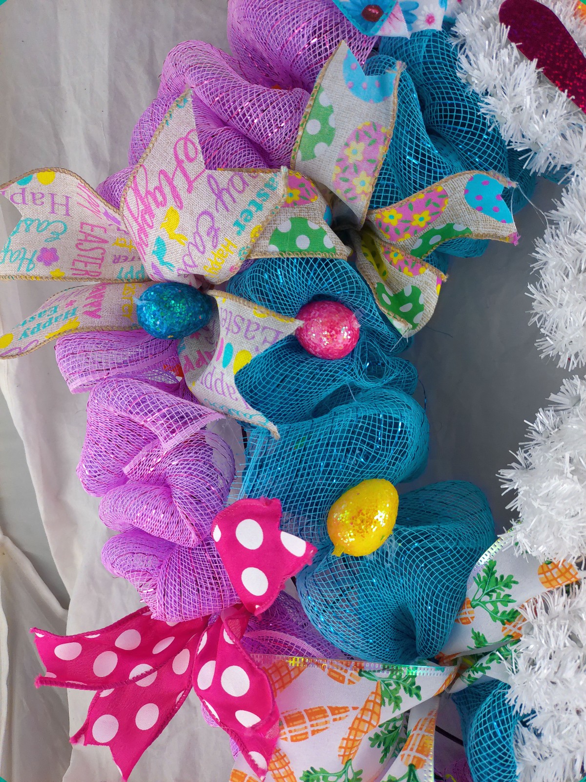 21 inch Pretty Double Layer Poof Easter Ribbon Wreath