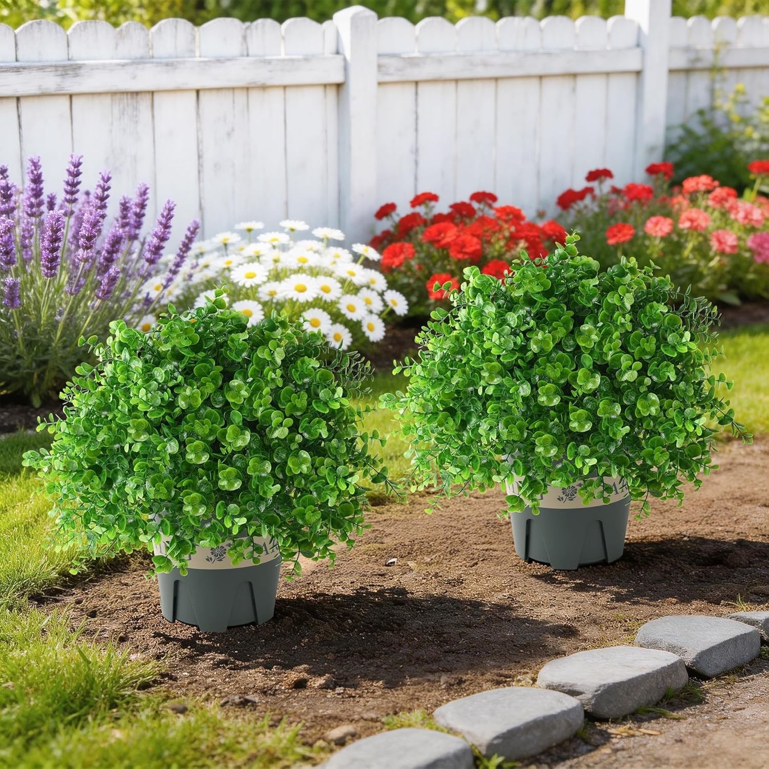 Elegant 14-Inch Potted Boxwood Topiaries – UV-Resistant Greenery for Any Space