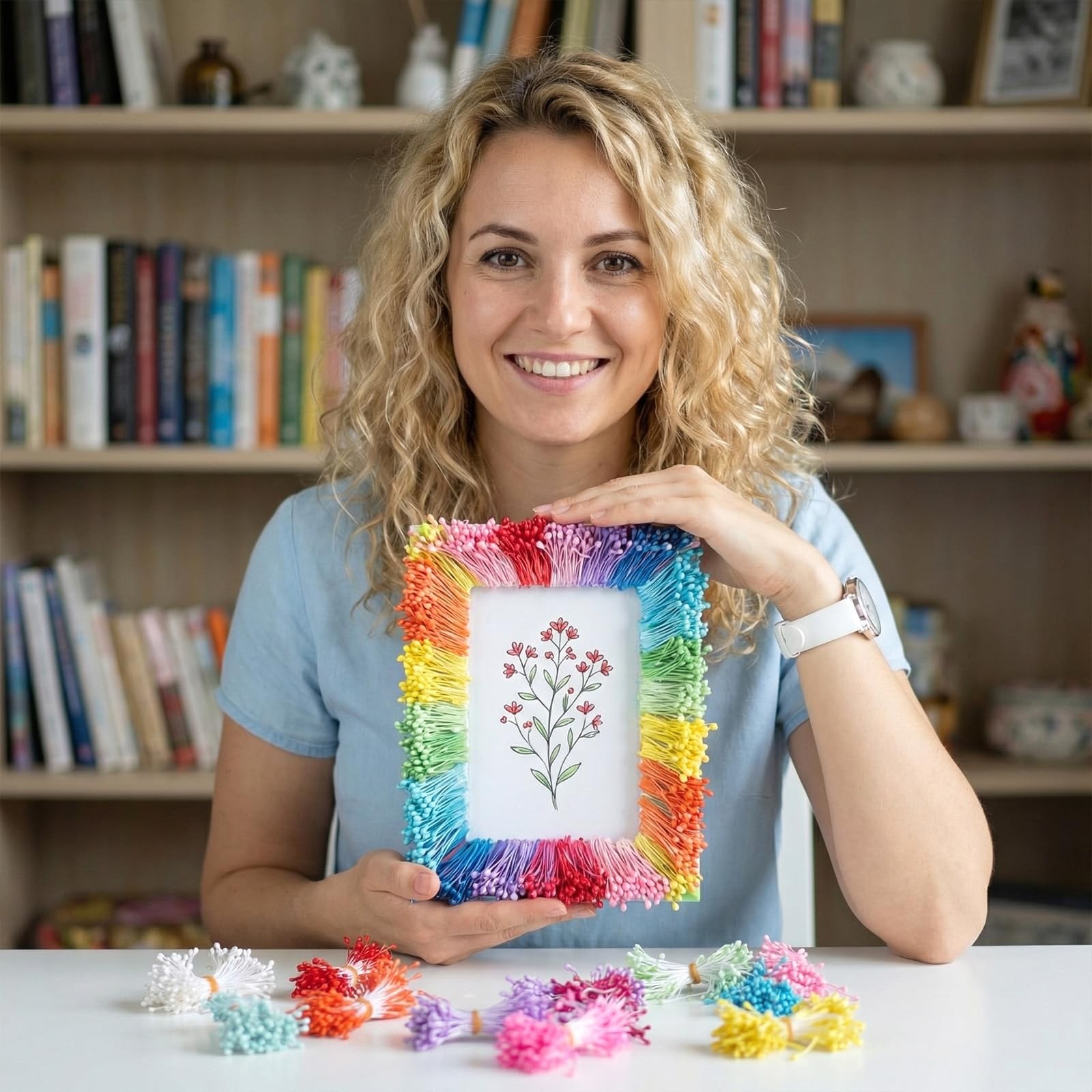 3000 PCS Floral Stamens Flower Making Crafts 3mm Assorted Color 60mm DIY