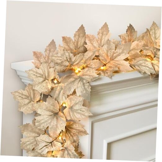Fall Decor – 2 Pack Fall Garlands – 8.2Ft Fall Maple Leaf Lighted Garlands for