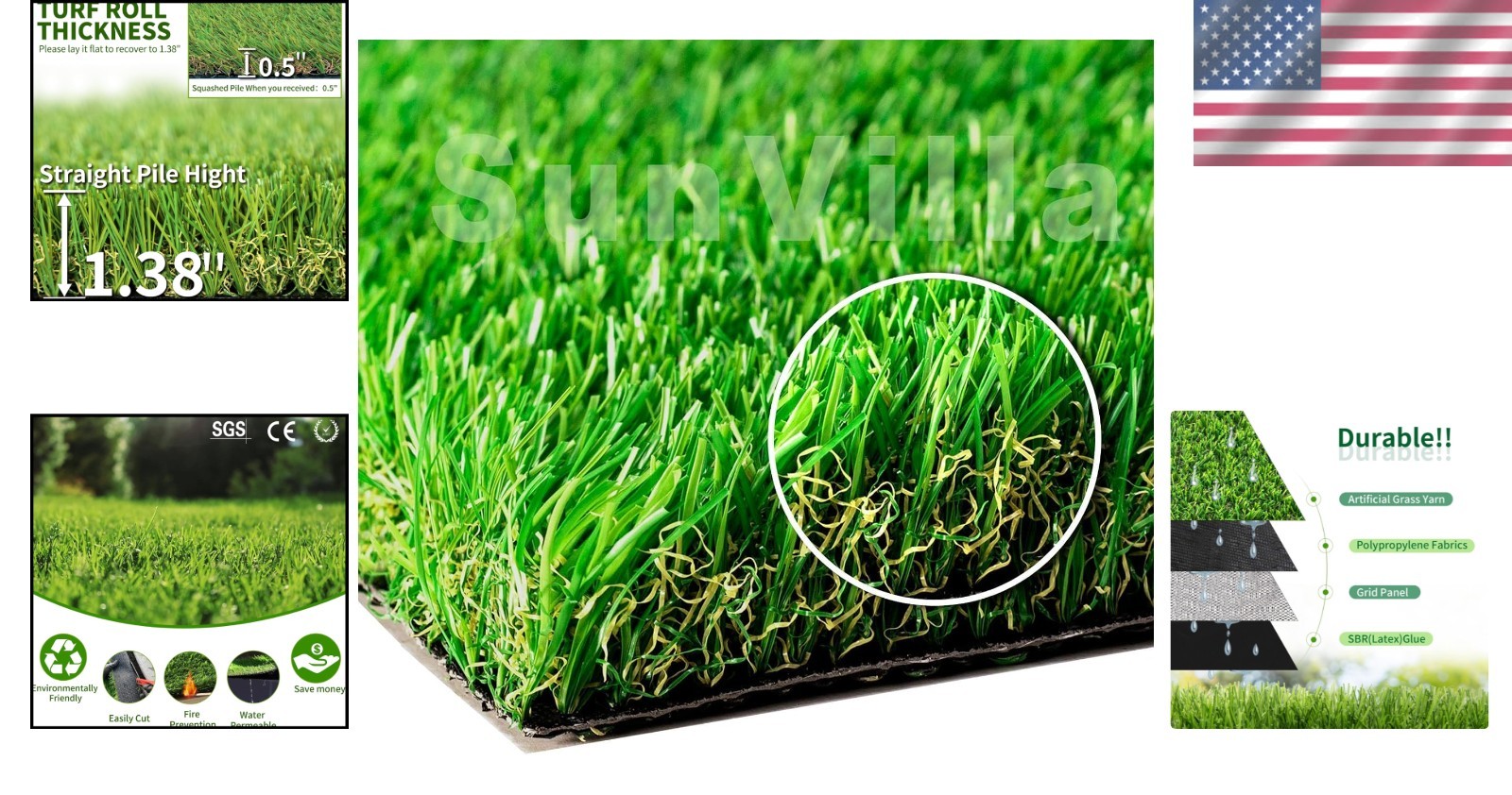 Indoor/Outdoor Artificial Grass 5ft X 10ft