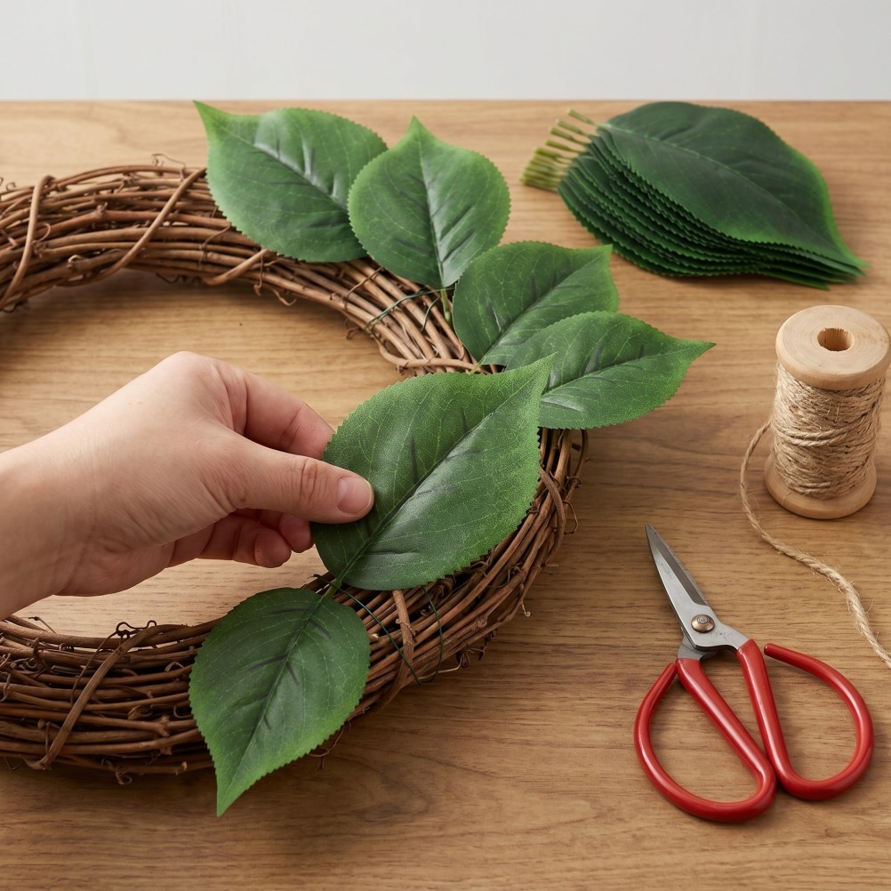 30Pcs Flexible Green Faux Leaves for Crafting Wedding Bouquets and DIY Decor