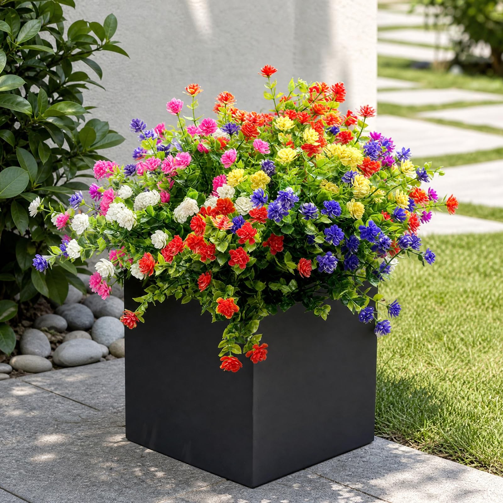 12 Bundles Artificial Flowers for Outdoors, No Fade Fake Plastic Flowers, UV …