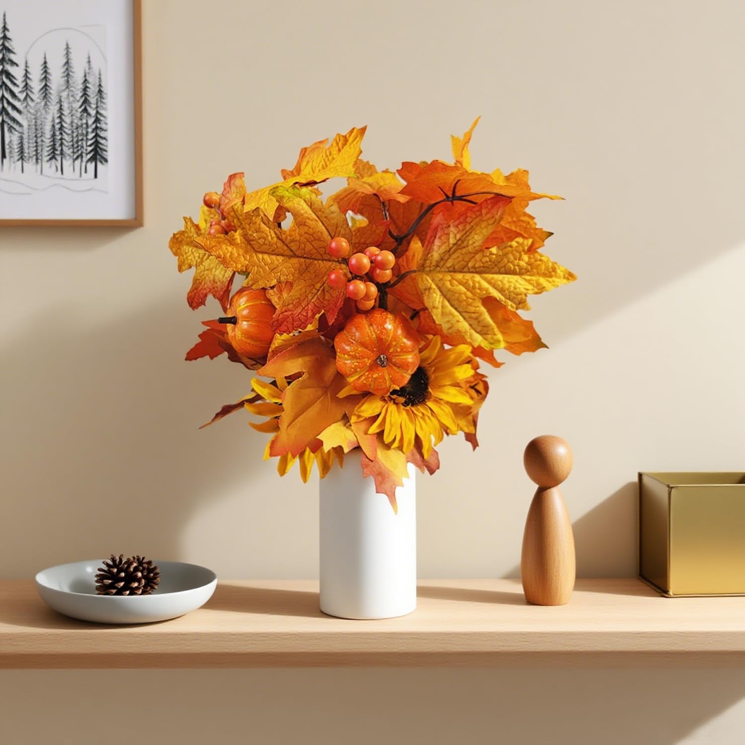Fall Flowers Artificial for Decoration,16.9 In Fall Floral Stems Picks with P…