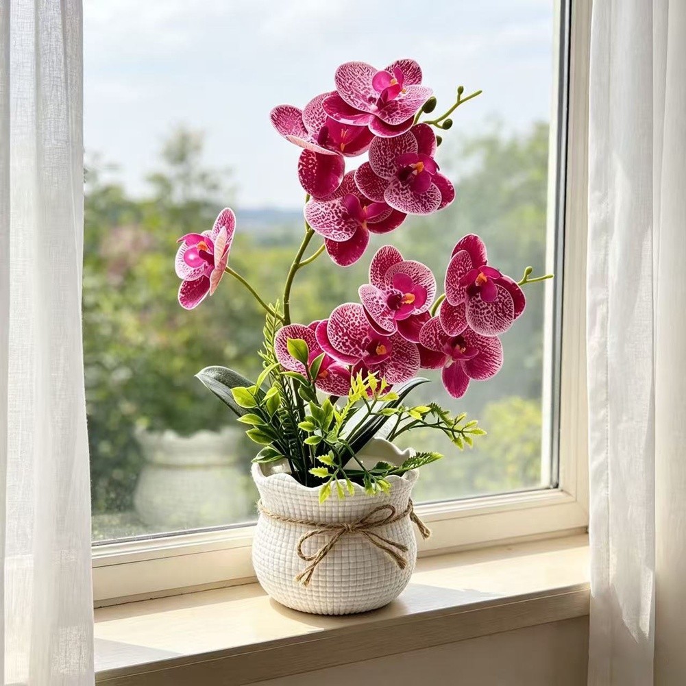 White Artificial Orchid Flower for All Season Indoor Decor with 30cm Height