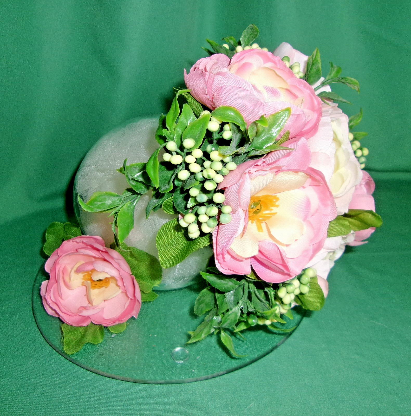 Floral Arrangement Tilted Silk Pink Floral Decoration Counter Table Top Gift