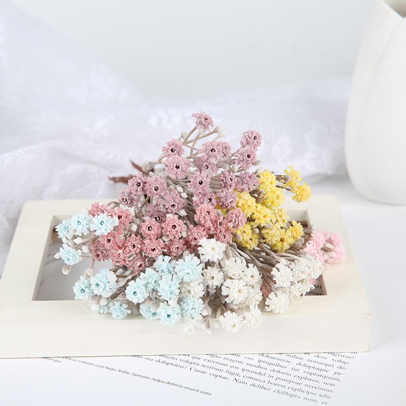 Artificial Mini Rose Bouquet Flowers Wedding Decor Gypsophila Wreath Flower 6pcs