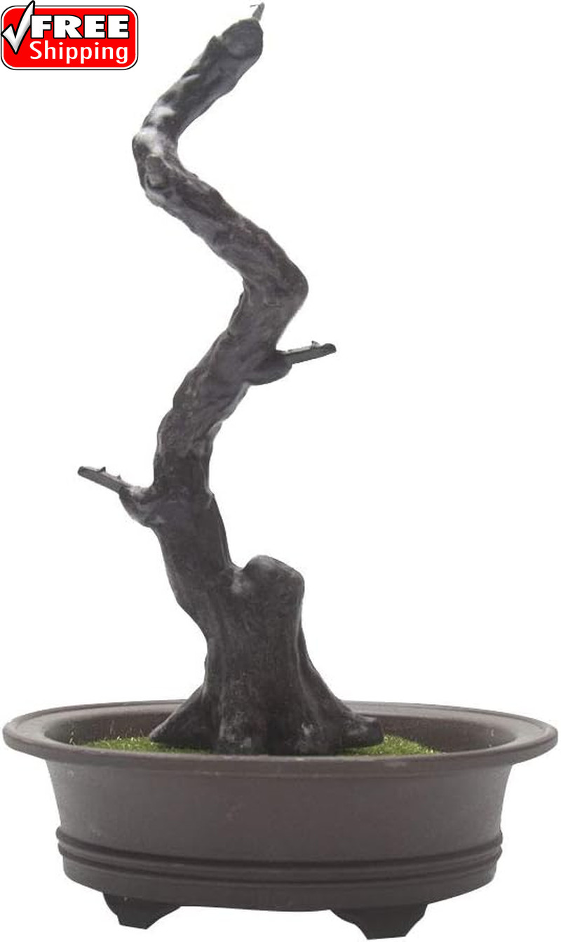 Artificial Bonsai Pine Tree, 11Inch Faux Potted Plant Desk Display Fake Tree Pot