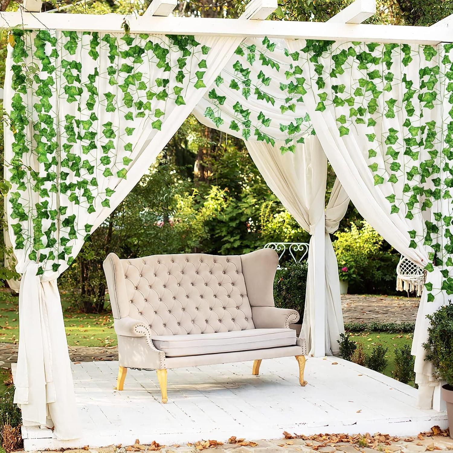 24 Pack 172 FT Artificial Ivy Garland Greenery Outdoor Faux Plants Leaf Garland