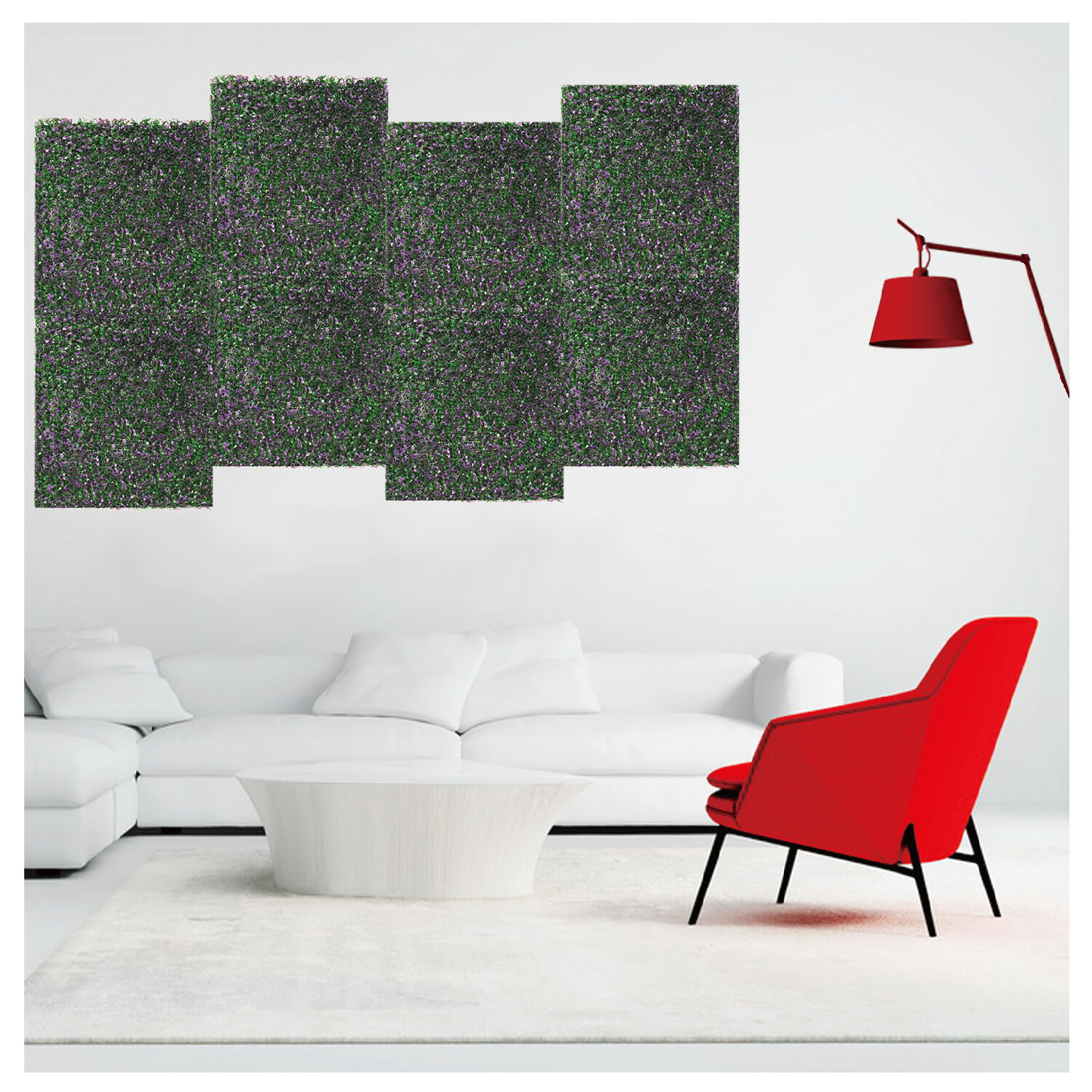 20″ Artificial Lavender Buxus Mat Faux Fence Panel Wall Decor Ficus Grass Hedge