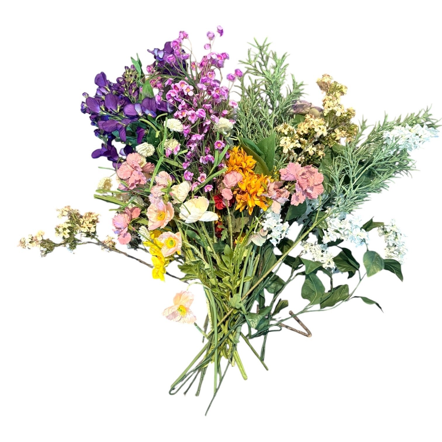Realistic Silk Wildflowers Bouquet Artificial Flowers Long Stem Hydrangea