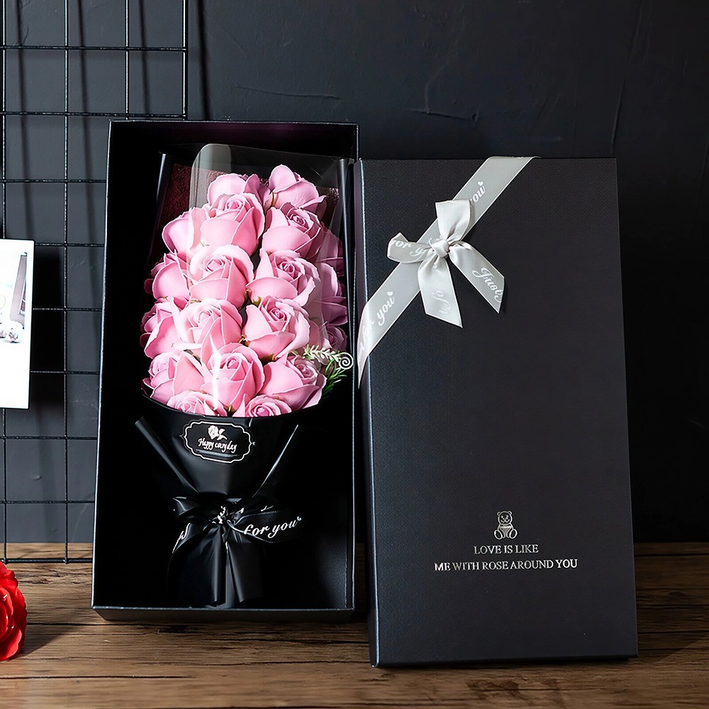 Eternal Champagne Rose Soap Flower Bouquet Valentine’s Day Gift Girlfriend Wife