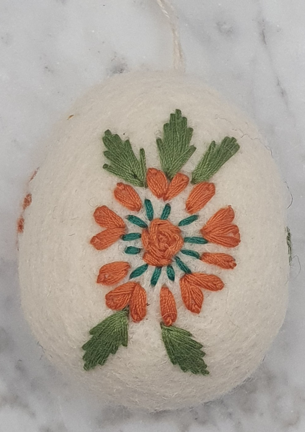 6 Cottage Core Farmhouse Chic Boiled Wool Eggs Embroidered Flowers Basket Decor