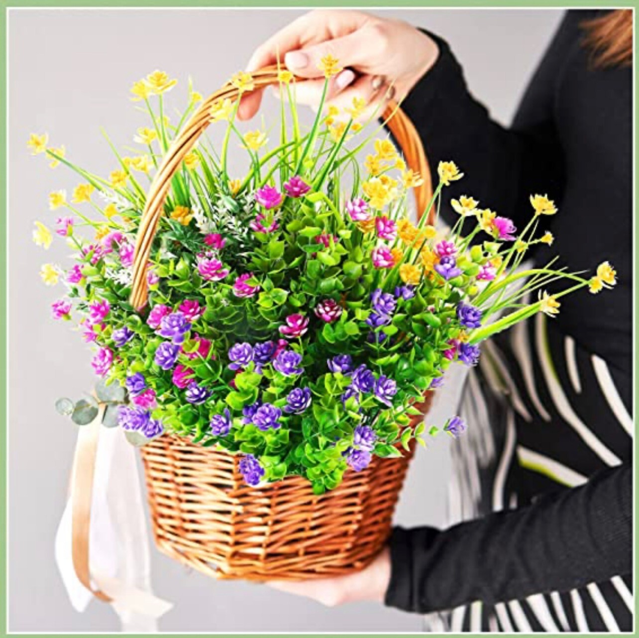 10 Bundles Artificial Fake Flowers, Faux Indoor Outdoor Plastic Plants