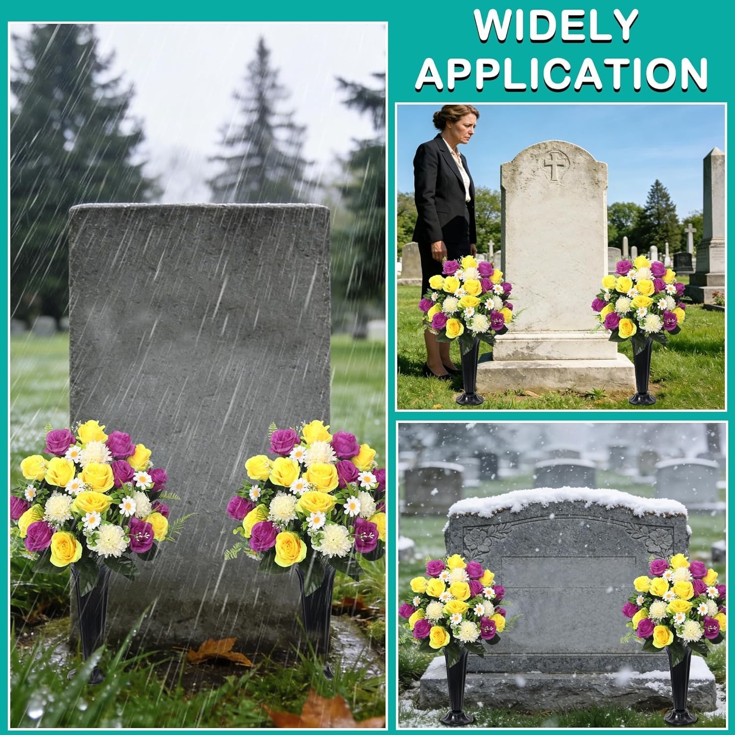 Wocst Artificial Cemetery Flowers for Grave Memorial Day Flowers for Cemetery…