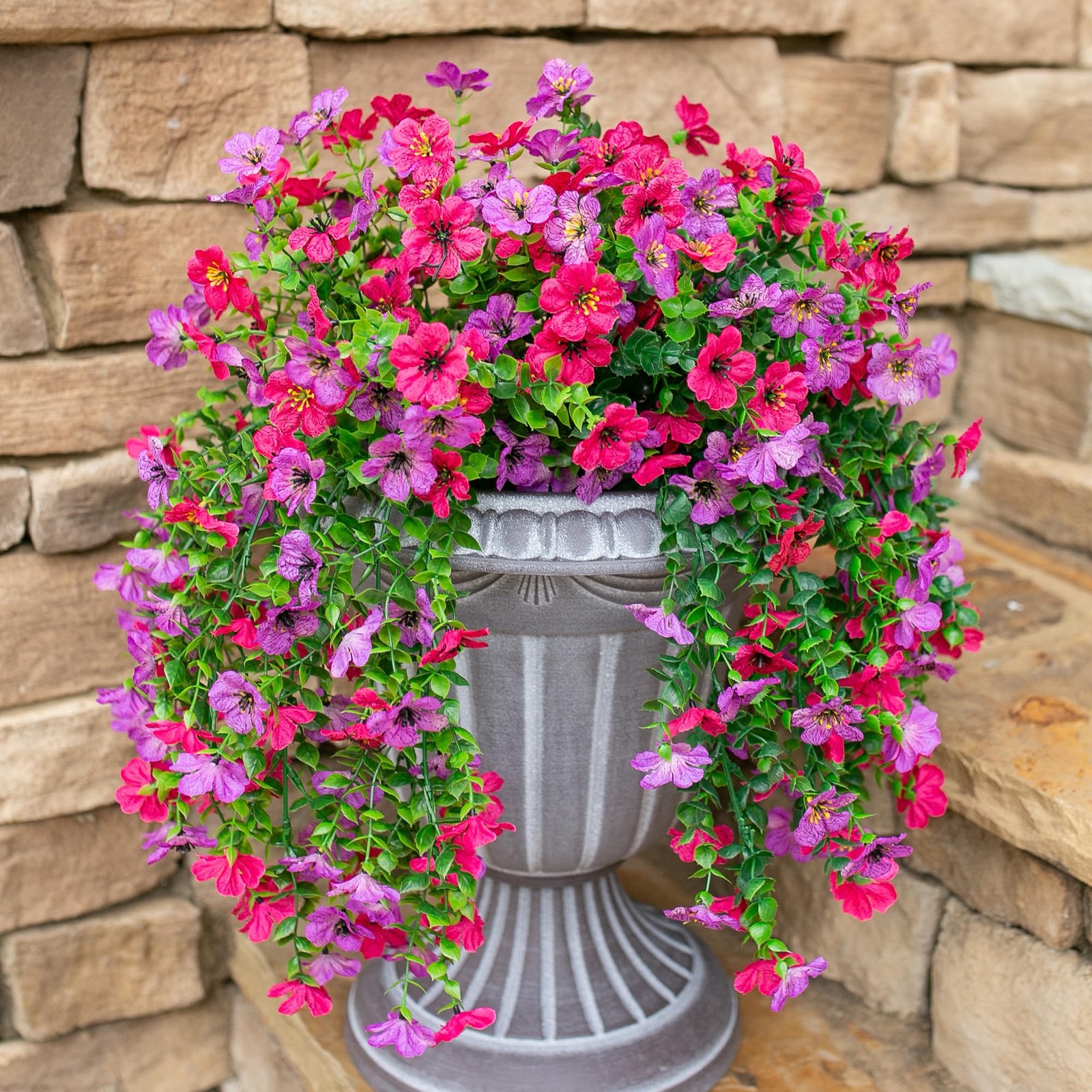 Artificial Faux Hanging Flowers Plants for Outdoor Decor, 2 PCS Outside Fake …