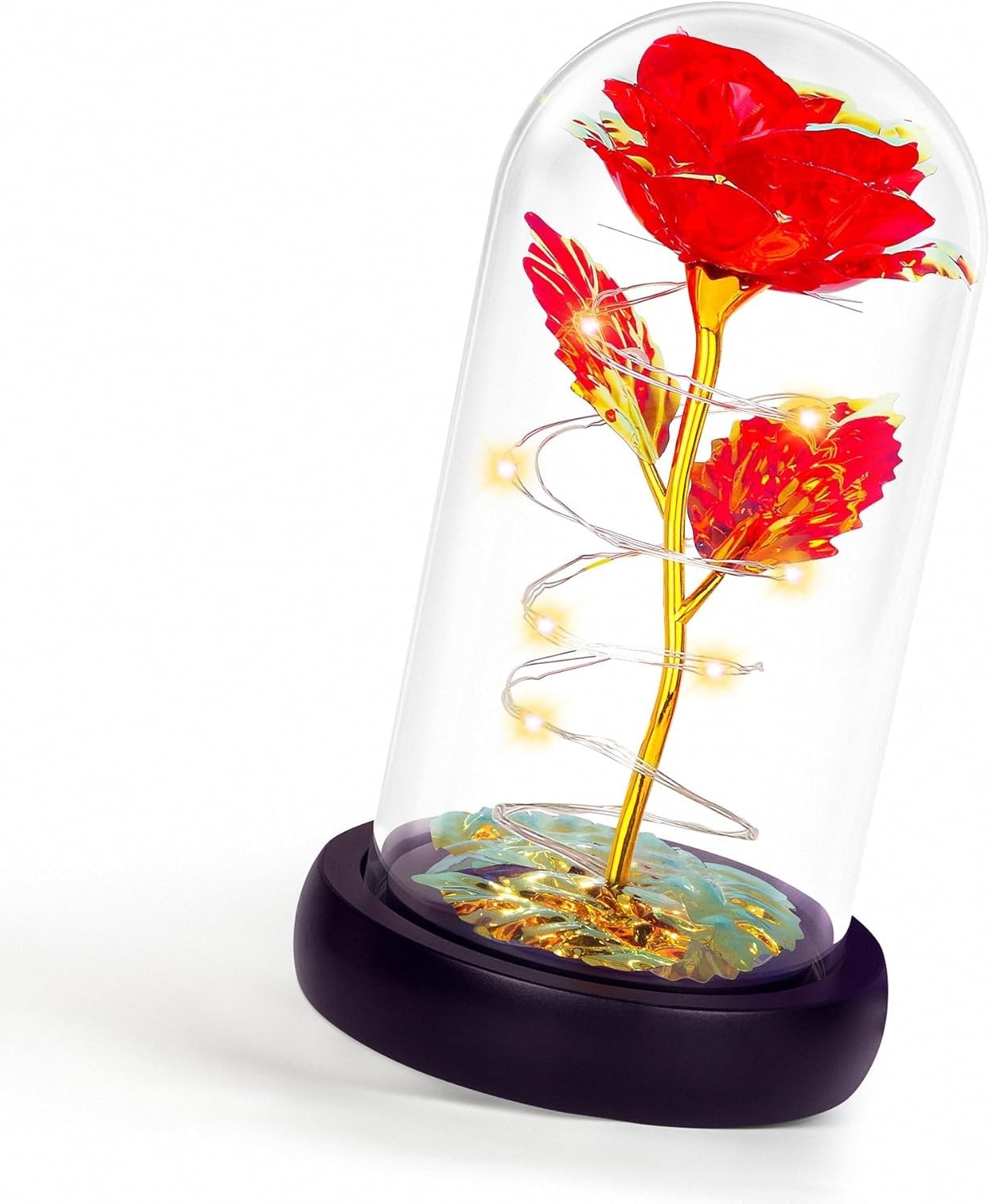 Beautiful Battery-Operated Light Up Rose in Glass Dome – Gifts Full of Love