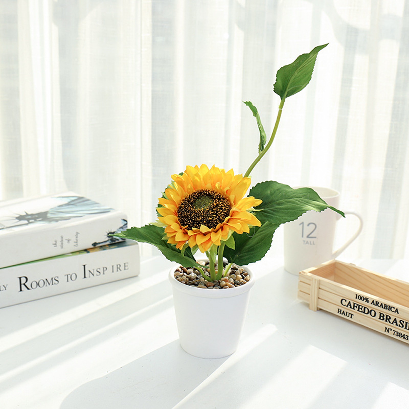 Potted Artificial Sunflower A Style Home Decor JH3916