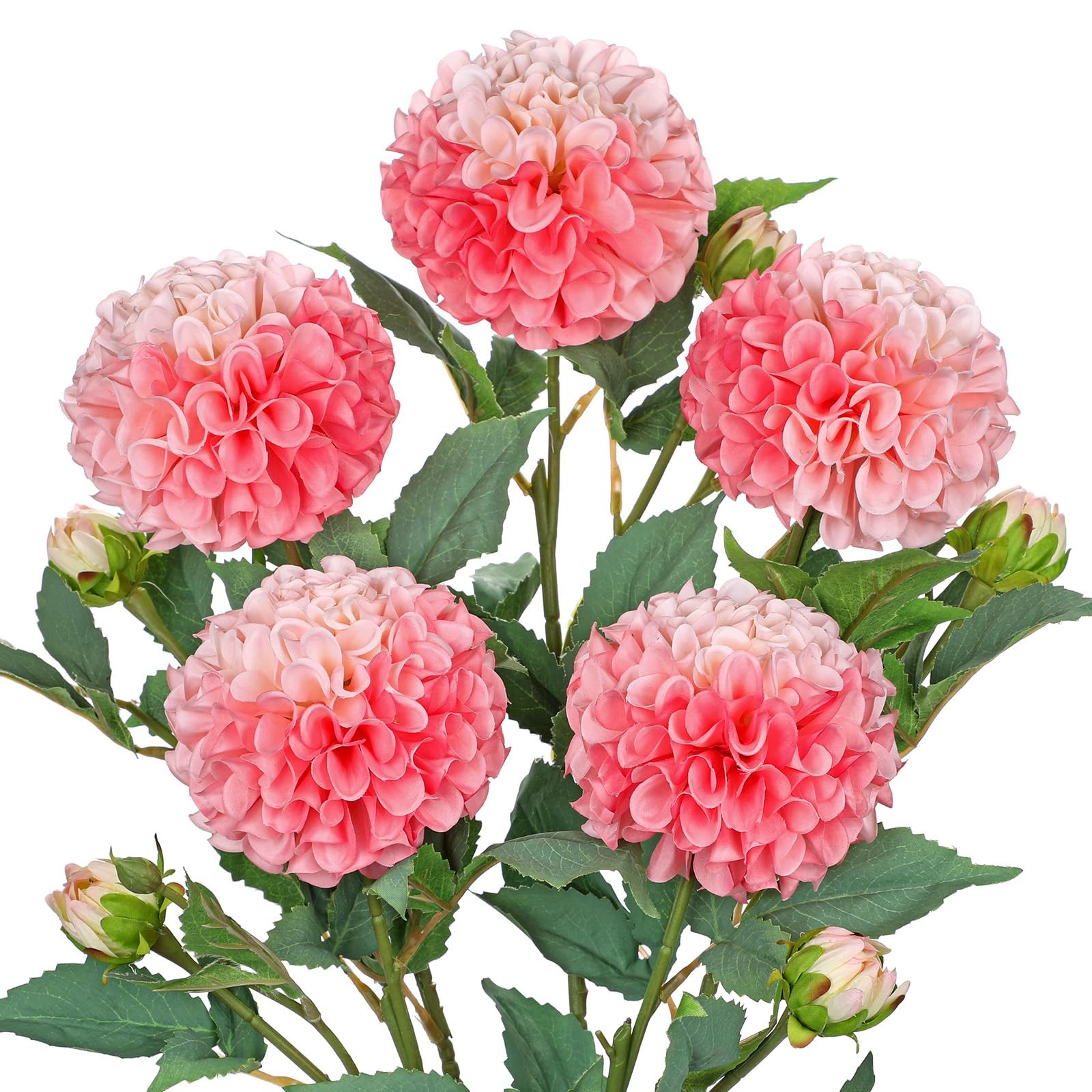 5PCS Dahlia Artificial Flowers 24.8″ Pink Fake Dahlias Silk Flowers Faux Rose…