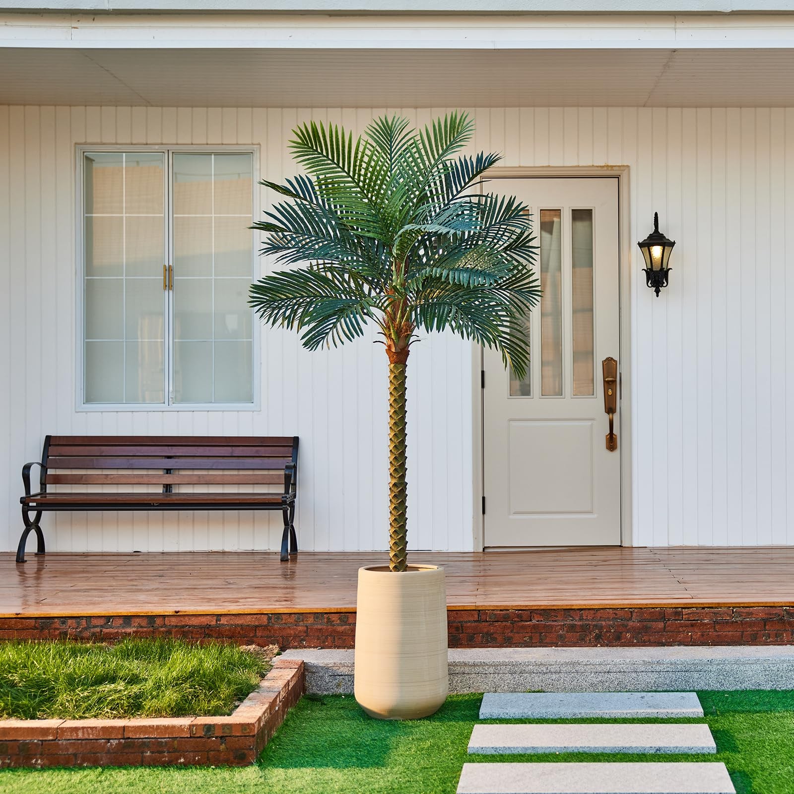 8FT Artificial Palm Tree for Outdoor & Indoor Decor – Tall Large UV Resistant…