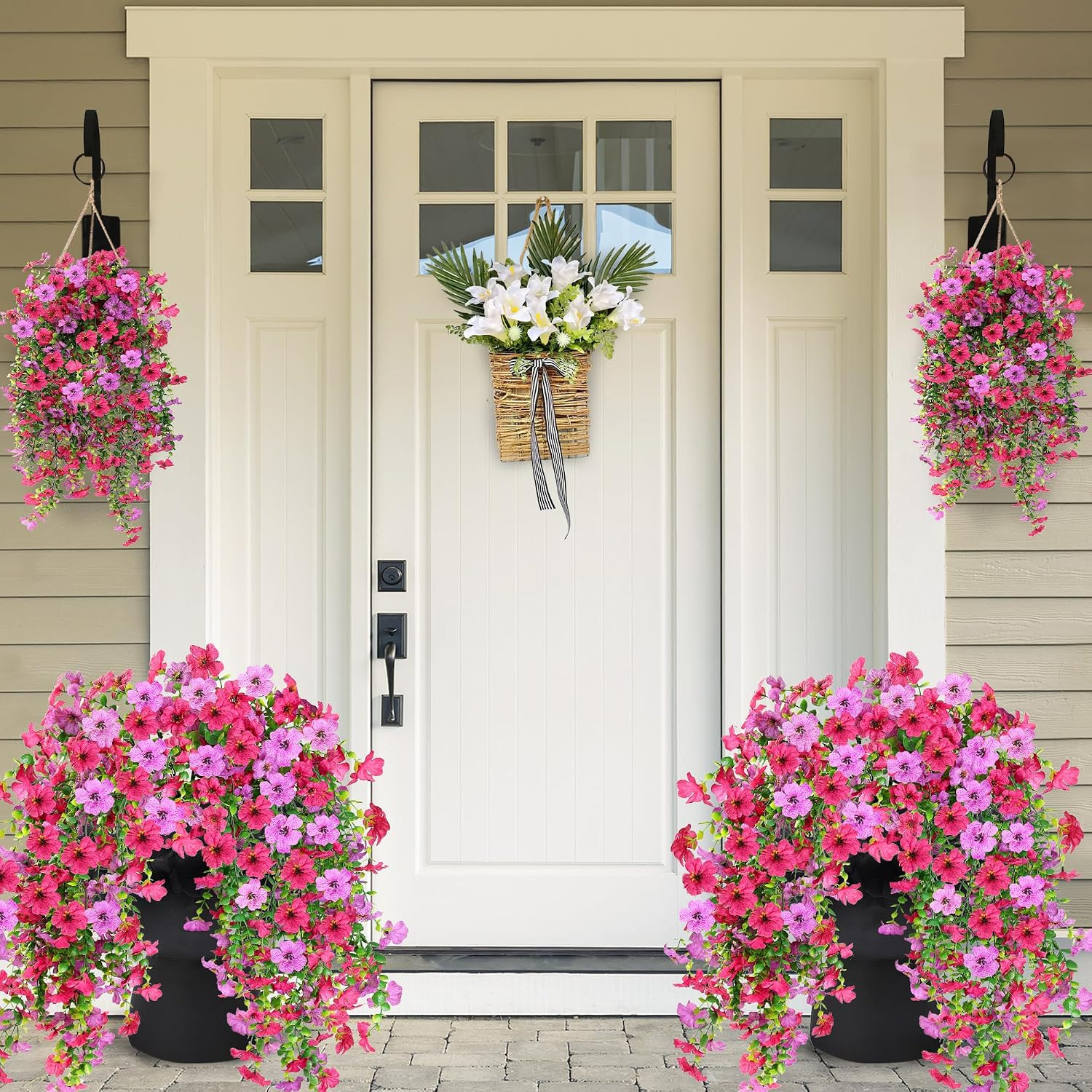 Artificial Fake Hanging Flowers Plants for Outdoor outside Spring Summer