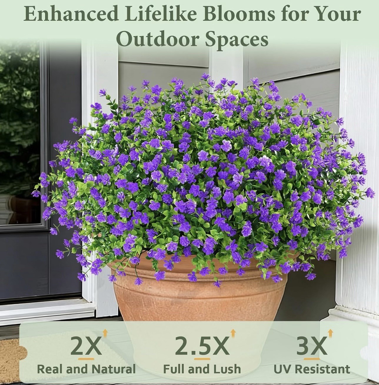 Lot of 18 Artificial Purple Mini Flower Bushes Greenery Stems Fake Plants Decor