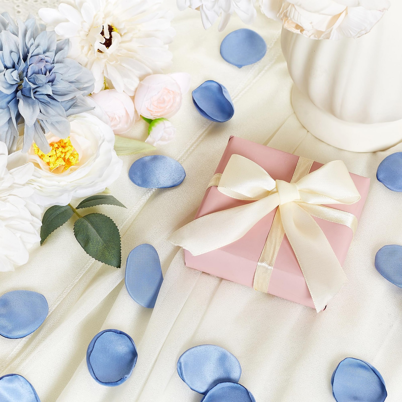400 PCS Fake Rose Petals Faux Silk Flower Blue Romantic Wedding Decoration