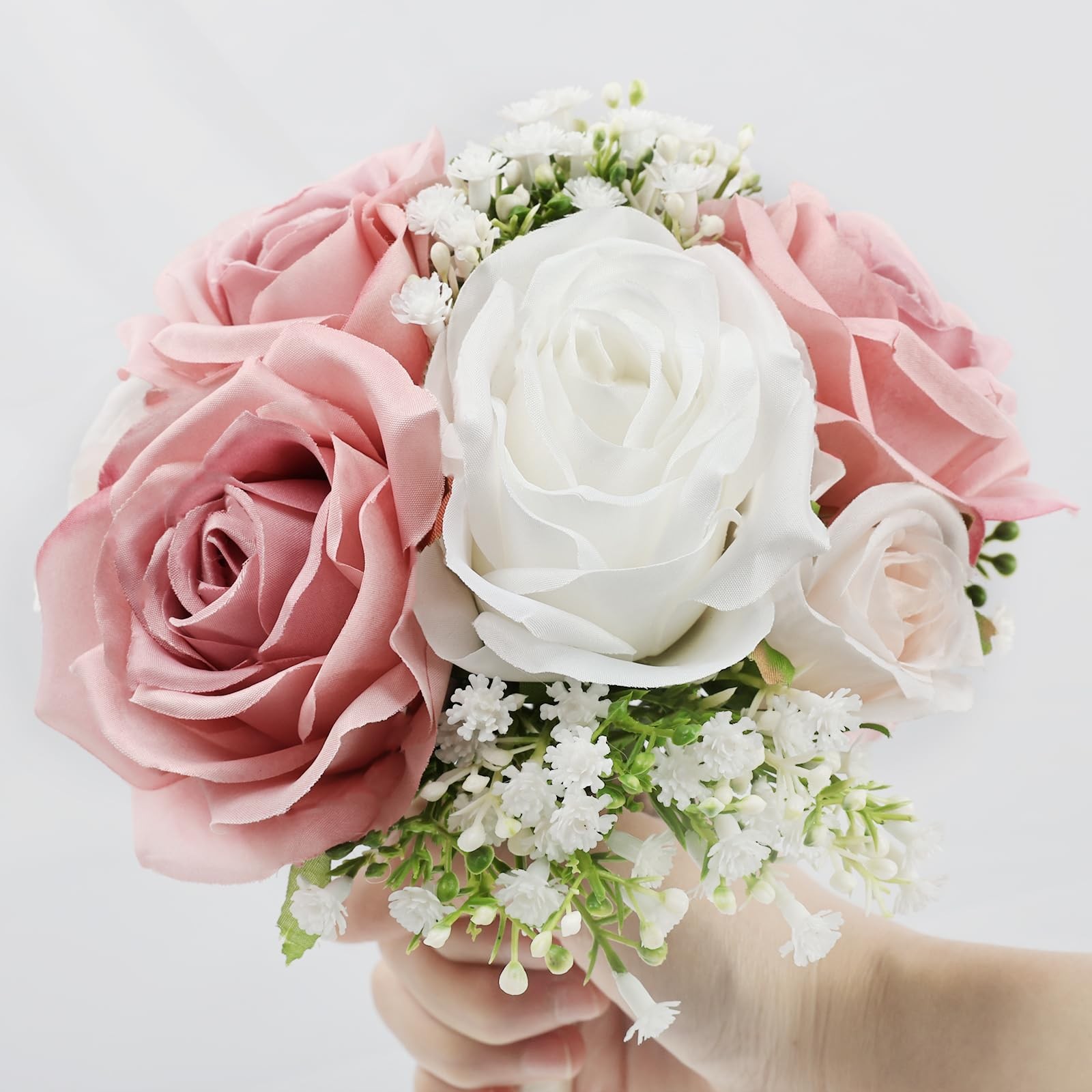 DIYDOFUN Wedding Bridesmaid Bouquets Set of 6, Artificial Silk Flowers Arrang…