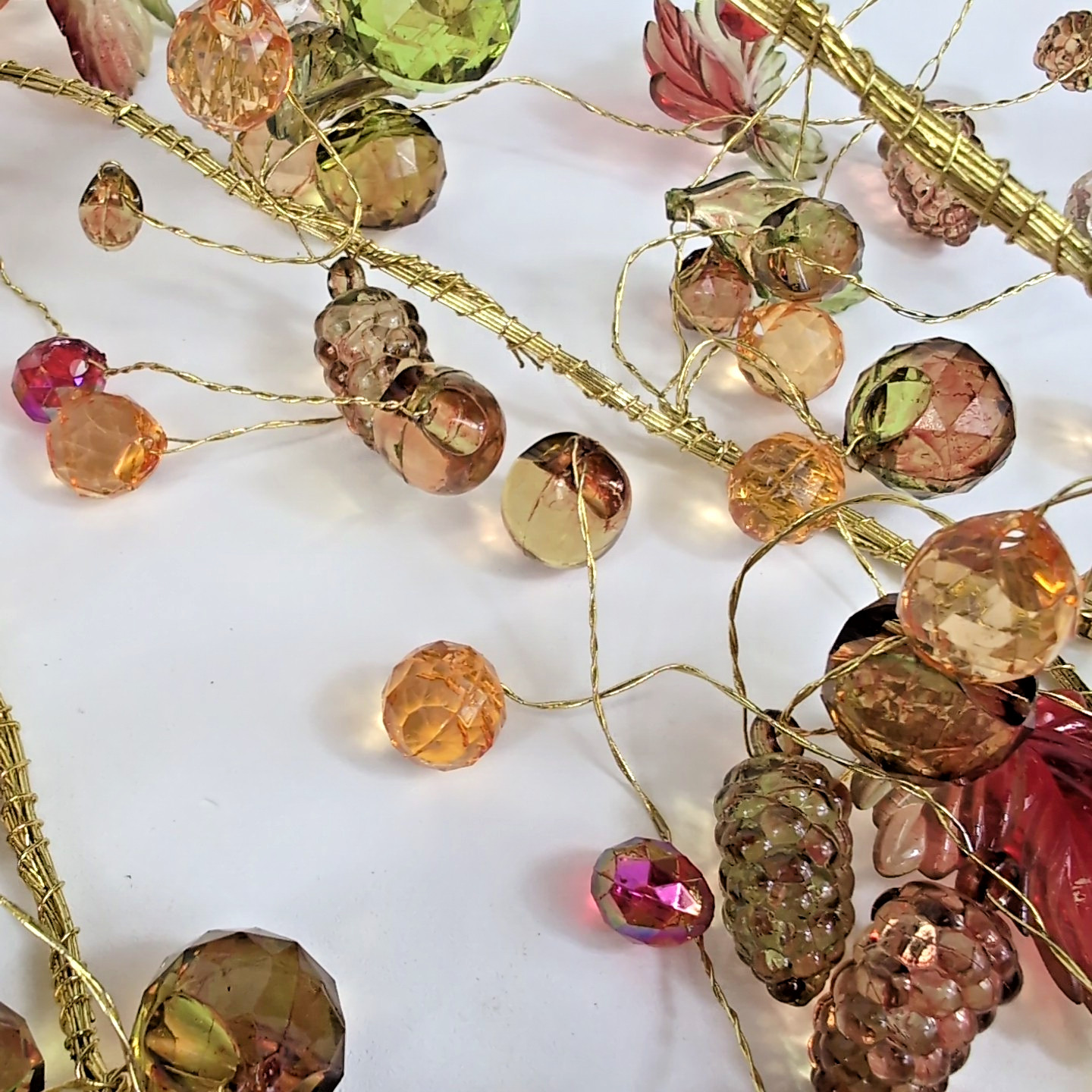 3 Handmade Garland Decor Acrylic Beads Grapes Berries Leaves Autumn Patio Decor