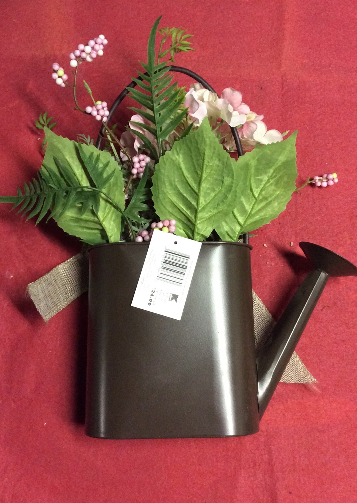 Plastic Flower In Brown Watering Can For Decorations From Kmart Store