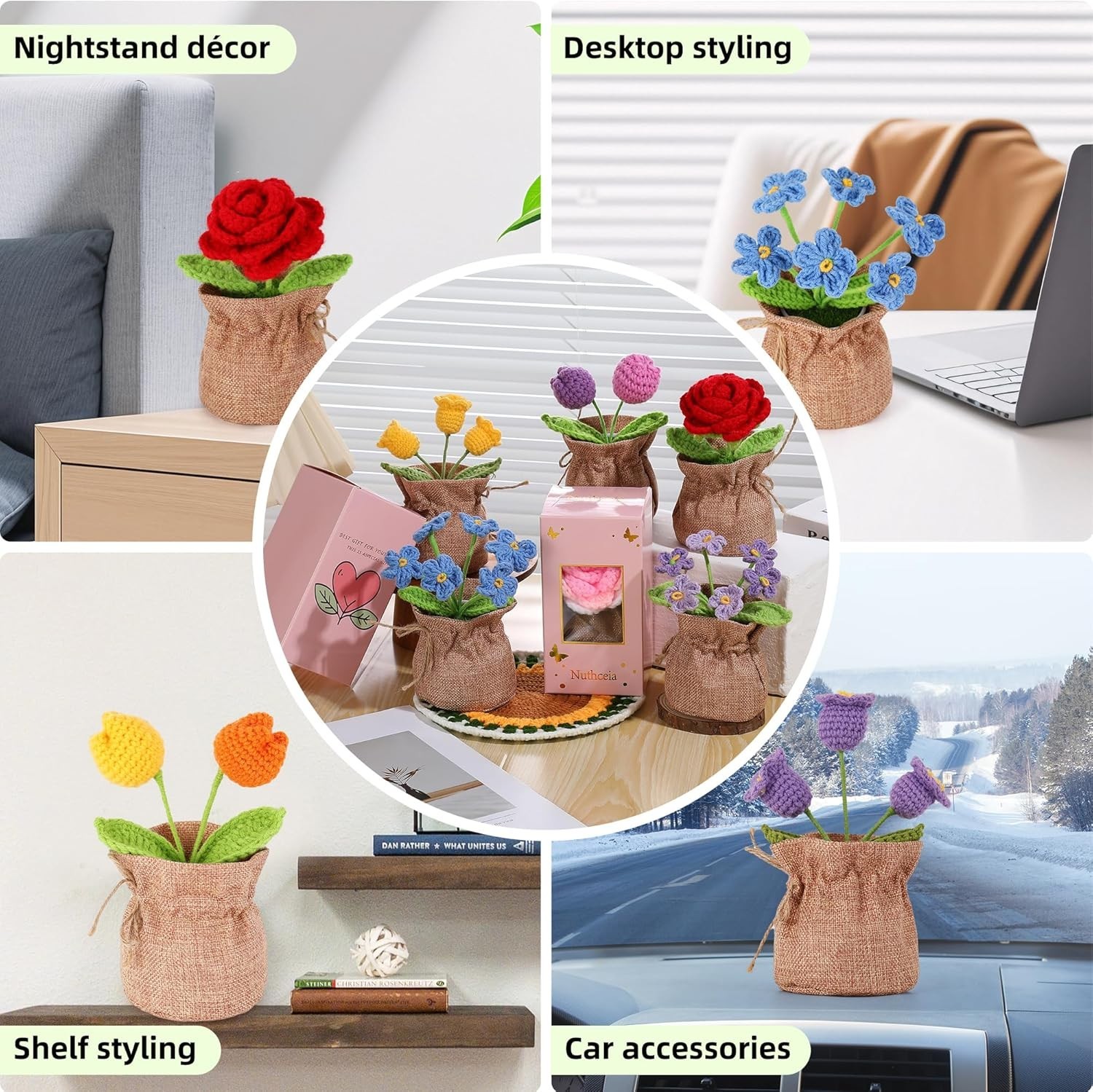 Cute Handmade Crochet Flower Pot – Perfect Decoration for Parties & Celebrations