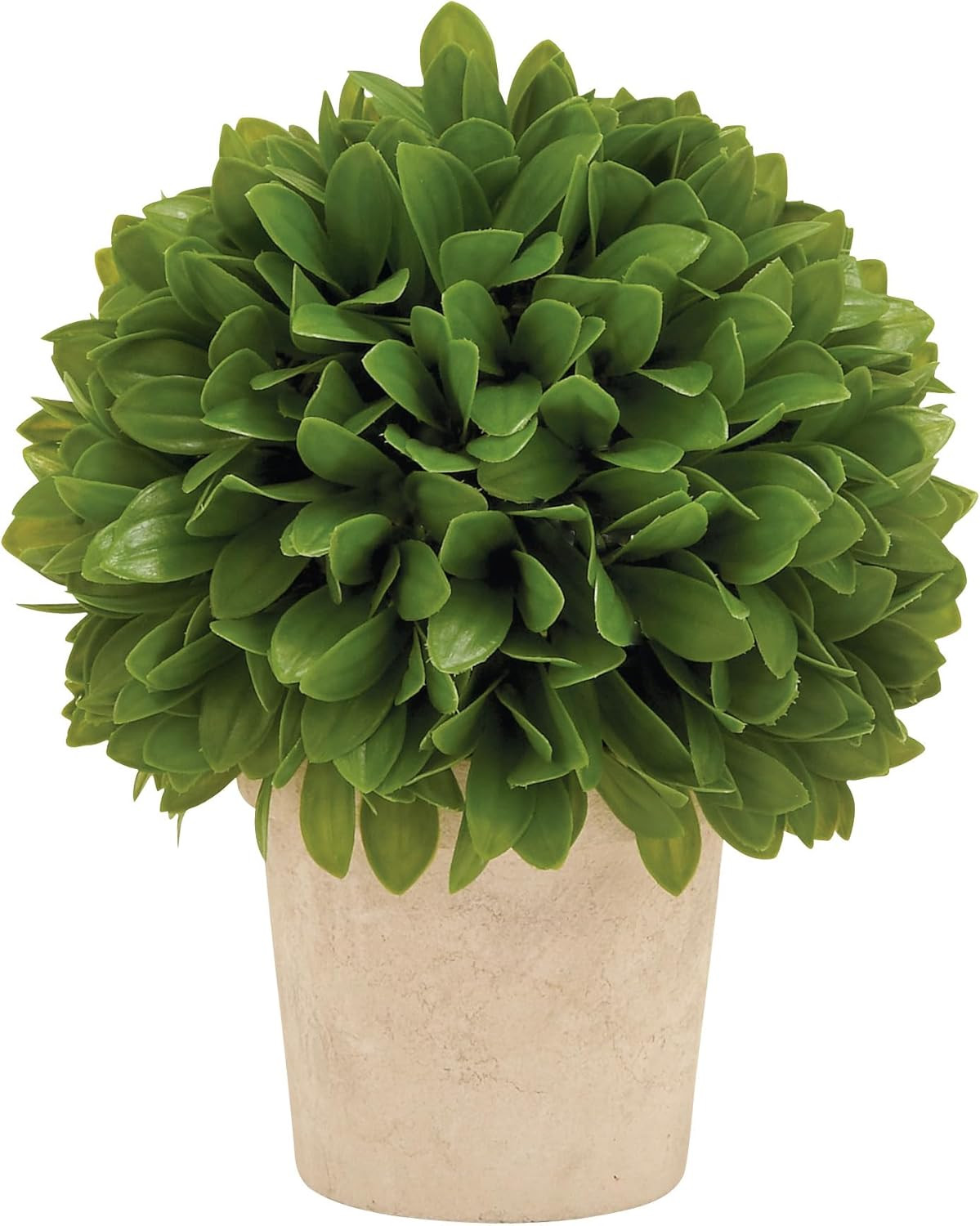 8X8X10 Faux Boxwood Topiary Ball, Artificial Foliage, Beige Paper Pot, Green