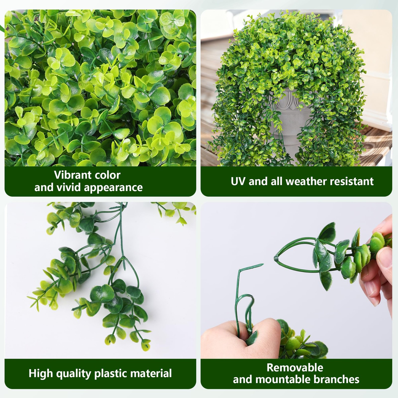 Faux Outdoor Plants Fake Hanging Plants for Outdoors Outside Decorations, 2 P…