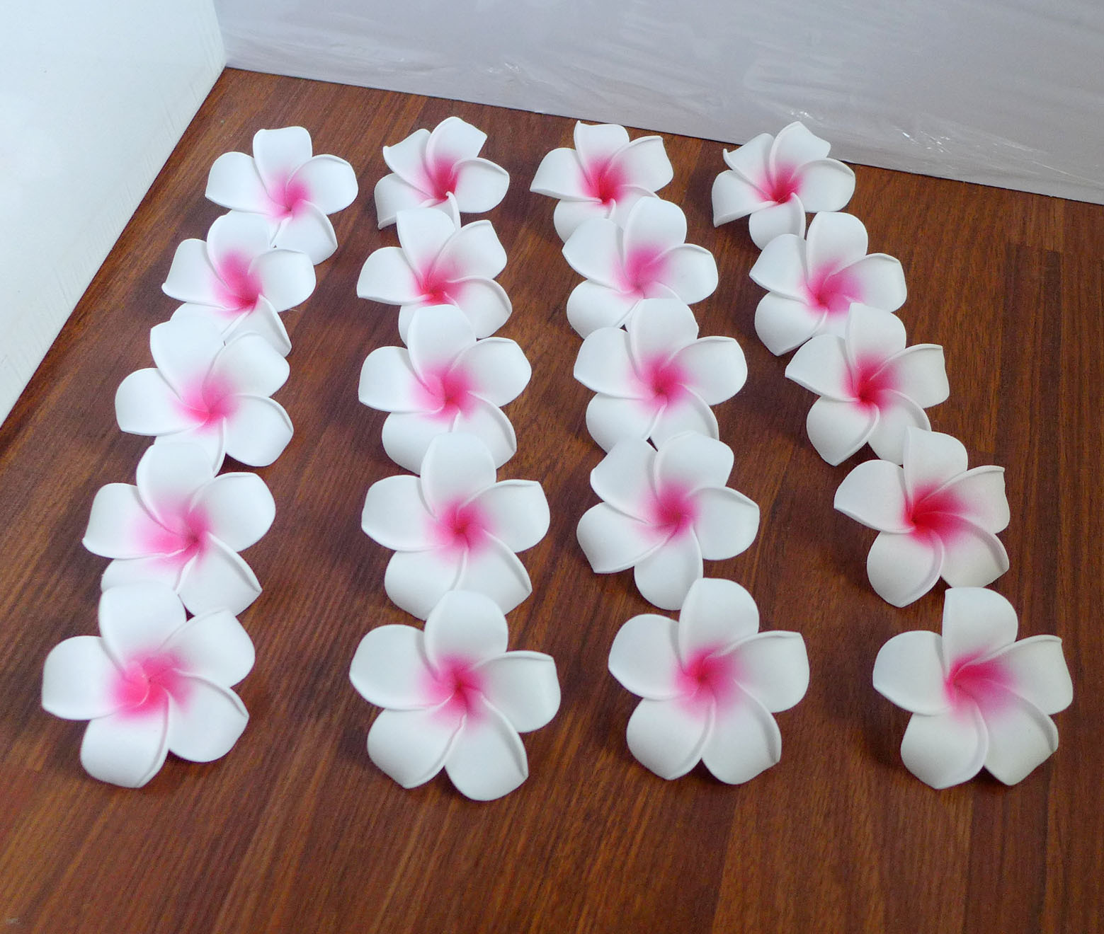 Set of 48 Pink Artificial Foam Flowers Plumeria Heads 2.7″ (7 cm)