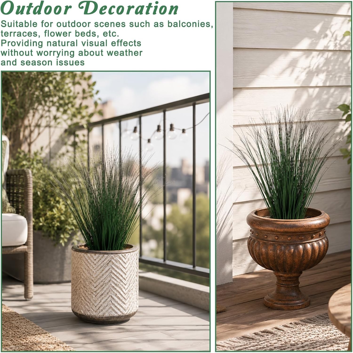 Durable 37cm Faux Wheat Grass Set – Vibrant Green and Purple for -Round Use