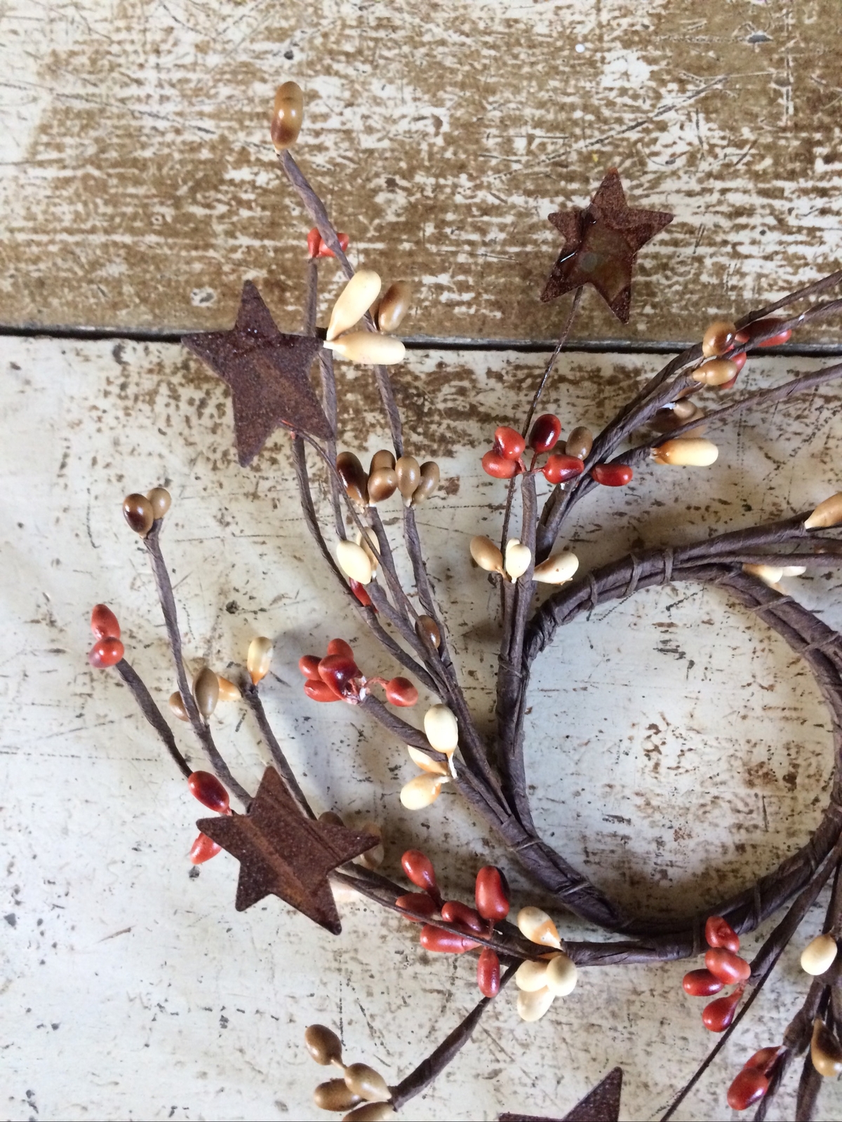 2″ Pip Berry Candle Ring Mini Wreath Pumpkin Spice Mix Rusty Star Pips Wedding