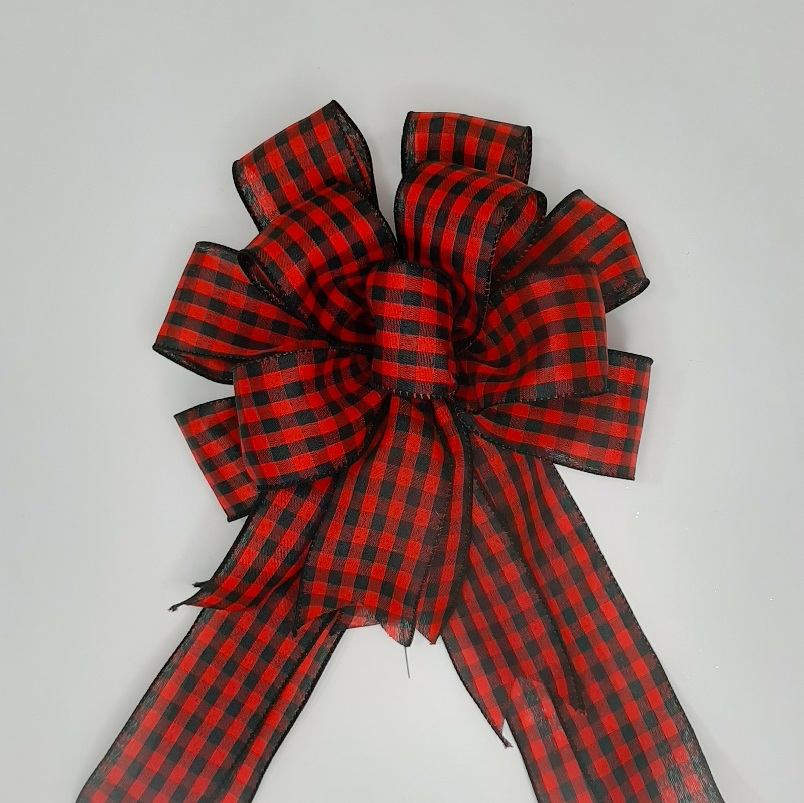 Christmas Bow, Black and Red Woven Hilltop Check, Size Medium