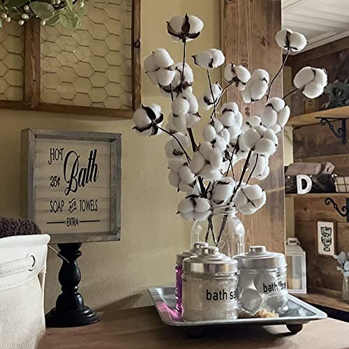 5 Pack Cotton Stems – 50pcs Cotton Flower Bolls, 20″ Natural Floral Branches for